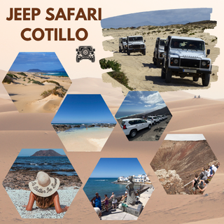 JEEP SAFARI COTILLO Vehículos todoterreno en un safari por las dunas de Cotillo, con paisajes variados.